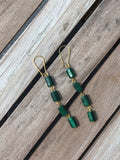 Raw Malachite Earrings, rough malachite and Rose gold, silver or gold earrings, for her, boho jewelry