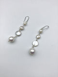 Long dangly boho pearl earrings in rose gold, gold or silver