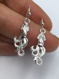 Squid Earrings, silver squid earrings, squid jewelry