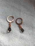 Tiny rain drop smoky topaz earrings in Rose gold, gold, silver or bronze, sweet friendship gift,