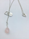 Infinite Love symbol and Heart Necklace, personalized infinite love with rose quartz, amethyst initial necklace
