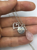 Infinite Love symbol and Heart Necklace, personalized infinite love with rose quartz, amethyst initial necklace