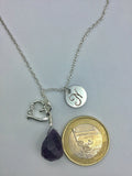 Infinite Love symbol and Heart Necklace, personalized infinite love with rose quartz, amethyst initial necklace