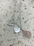 Infinite Love symbol and Heart Necklace, personalized infinite love with rose quartz, amethyst initial necklace