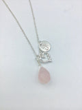 Infinite Love symbol and Heart Necklace, personalized infinite love with rose quartz, amethyst initial necklace