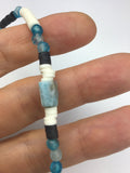 Larimer raw stone, choker collar, puma shell, surfer necklace, polymer clay beads, blue agate, men’s gift, boho, hippie style jewelry