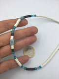 Larimer raw stone, choker collar, puma shell, surfer necklace, polymer clay beads, blue agate, men’s gift, boho, hippie style jewelry