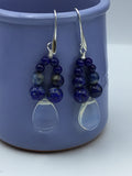Opalite  and lapis earrings in Rose gold, gold or silver, October birthstone,