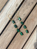 Raw Malachite Earrings, rough malachite and Rose gold, silver or gold earrings, for her, boho jewelry