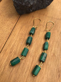 Raw Malachite Earrings, rough malachite and Rose gold, silver or gold earrings, for her, boho jewelry