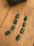 Raw Malachite Earrings, rough malachite and Rose gold, silver or gold earrings, for her, boho jewelry