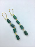 Raw Malachite Earrings, rough malachite and Rose gold, silver or gold earrings, for her, boho jewelry