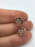 rose gold, gold, silver or bronze druzy stud earring set