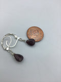 Tiny garnet tear drop earrings, garnet earrings, garnet earrings in silver, gold or rose gold