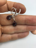 Tiny garnet tear drop earrings, garnet earrings, garnet earrings in silver, gold or rose gold
