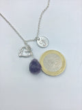Infinite Love symbol and Heart Necklace, personalized infinite love with rose quartz, amethyst initial necklace