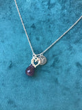 Infinite Love symbol and Heart Necklace, personalized infinite love with rose quartz, amethyst initial necklace