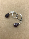 Tiny garnet tear drop earrings, garnet earrings, garnet earrings in silver, gold or rose gold