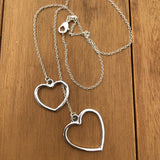 Heart thru a Heart Necklace, Silver Heart Necklace, Mothers Day Gift, Bridal Gift