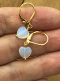 Opalite heart drops on silver, bronze, gold or rose gold leverback earrings, opalite earrings, bridal jewelry, Mothers Day Gift