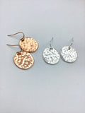 Rose gold hammered disc dangle earrings, boho earrings, earrings, silver earrings, everyday earrings, bridesmaids gift, boho jewelry,