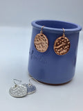 Rose gold hammered disc dangle earrings, boho earrings, earrings, silver earrings, everyday earrings, bridesmaids gift, boho jewelry,