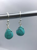 Tiny turquoise tear drop earrings, turquoise earrings, turquoise earrings in silver, gold or rose gold