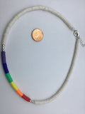 Pride jewelry, puka shell, surfer necklace, polymer clay beads, men’s gift, boho, choker collar, hippie style jewelry