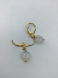 Opalite heart drops on silver, bronze, gold or rose gold leverback earrings, opalite earrings, bridal jewelry, Mothers Day Gift