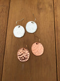 Rose gold hammered disc dangle earrings, boho earrings, earrings, silver earrings, everyday earrings, bridesmaids gift, boho jewelry,