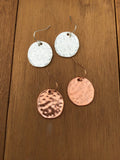 Rose gold hammered disc dangle earrings, boho earrings, earrings, silver earrings, everyday earrings, bridesmaids gift, boho jewelry,