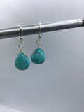 Tiny turquoise tear drop earrings, turquoise earrings, turquoise earrings in silver, gold or rose gold