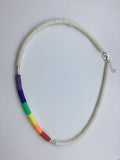 Pride jewelry, puka shell, surfer necklace, polymer clay beads, men’s gift, boho, choker collar, hippie style jewelry