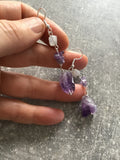 Raw Amethyst and moonstone earrings, amethyst earrings, boho jewelry, hippie earrings, moonstone, gift,