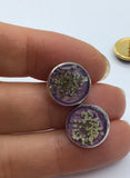 Botanical earrings, green thumb flower earrings, terrarium Flower earrings, Rose gold earrings, Hippie earrings, Flower Real flower