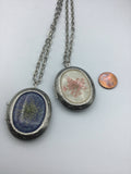 Dried flower, Long Locket Necklace, keepsake large oval locket, Queen Anne’s lace, vintage look locket necklace, long locket,