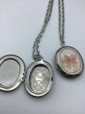 Dried flower, Long Locket Necklace, keepsake large oval locket, Queen Anne’s lace, vintage look locket necklace, long locket,