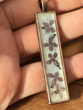 Forget me not, keepsake, enameled long pendant necklace, perfect one of a kind keepsake perfect for gift for her