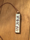 Forget me not, keepsake, enameled long pendant necklace, perfect one of a kind keepsake perfect for gift for her