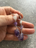 Raw Amethyst and moonstone earrings, amethyst earrings, boho jewelry, hippie earrings, moonstone, gift,