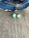 Birthstone gift Turquoise earrings Rose Gold Stud Earrings, Turquoise Earrings, Rose Gold Stud Earrings, Bridesmaid gift, boho