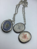 Dried flower, Long Locket Necklace, keepsake large oval locket, Queen Anne’s lace, vintage look locket necklace, long locket,