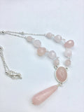 Rose quartz, fantasy, princess, necklace, in silver, great gift idea,