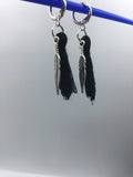 Tassel and feather earrings, hippie, boho style, red, white, or black tassels,