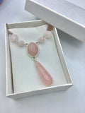 Rose quartz, fantasy, princess, necklace, in silver, great gift idea,