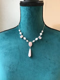 Rose quartz, fantasy, princess, necklace, in silver, great gift idea,