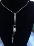 Feather Necklace, feather y necklace, boho jewelry, boho necklace, feathers, lariat necklace, Silver Feather Necklace,