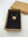 Rose gold coin necklace, rose gold lion necklace