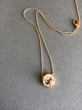 Rose gold coin necklace, rose gold lion necklace