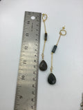 Long dangly earrings, indian agate in dark green and brown tones, in 18k plated gold beautiful jewelry gift, for mom, or best friend